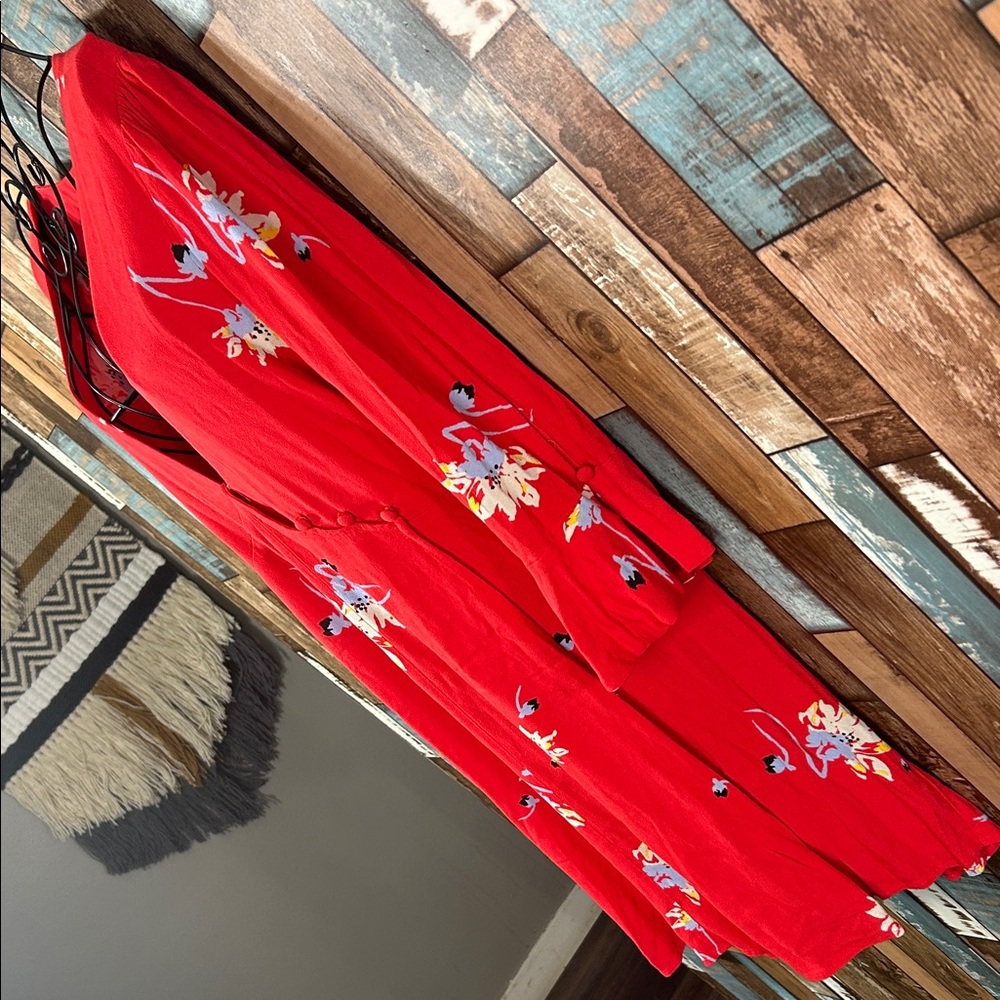 Free people  Red Floral Long Sleeve Dress - Picture 10 of 16